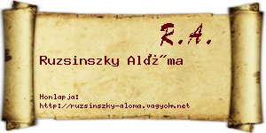 Ruzsinszky Alóma névjegykártya